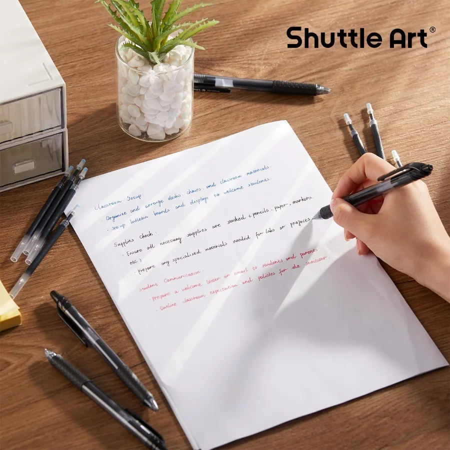 Retractable Gel Pen Refills 30 Pack Black Rollerball Gel Ink Pens Refills Bulk Set 0.7mm Fine Point for Writing Jourling Taking