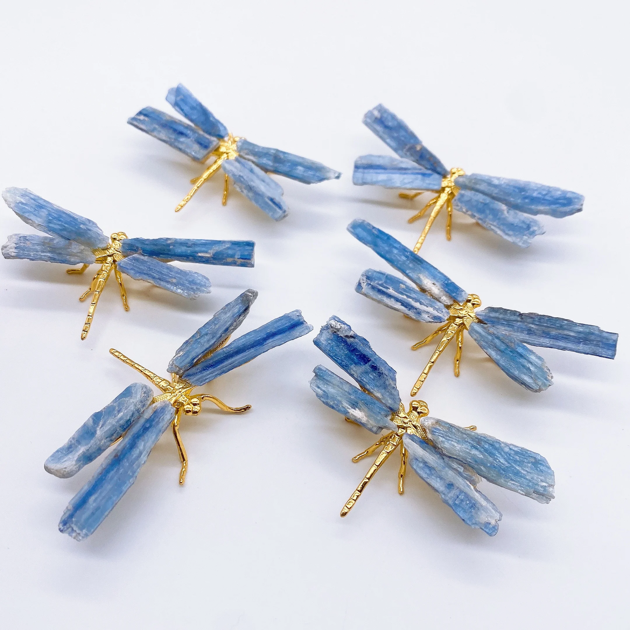 Natural Blue Kyanite Dragonfly Figurine Crystal Stone spar crafts Butterfly Reiki Healing Mineral Home Decoration Chakra Gift