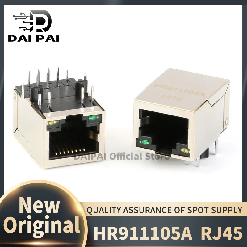 (50Pcs/Lot) 100% New original HR911105A RJ45 socket - with LED light network isolation transformer filter