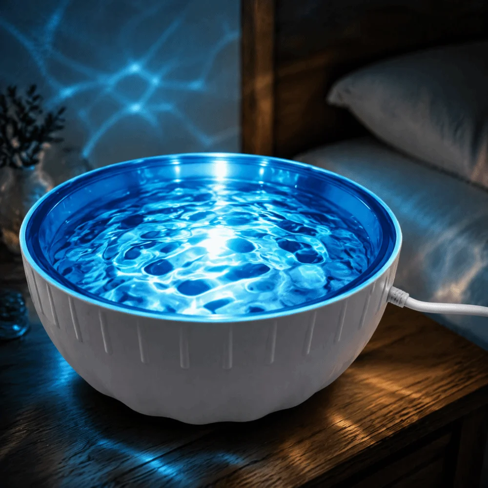 16‑Color RGB Water Wave Projector Night Light Dynamic Water Ripple USB Powered Dynamic Ambient Lamp Colorful Dimmable