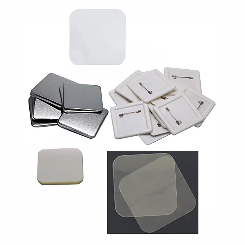 50/100Pcs/set 50*50mm Square Pin Style Badge Parts Set for Rotating Style Badge Button Maker Machine Home Office Kitchen Wall