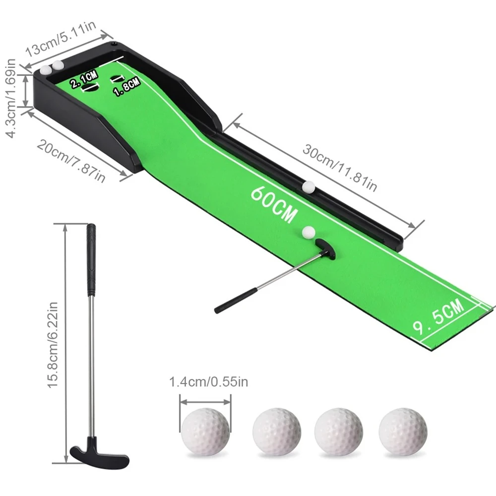 

Mini Table Golf Putter Practice Blanket, Desktop Putting Green Indoor Set, 4 Balls 1 Putter 1 Slope Blanket, Automatic Return