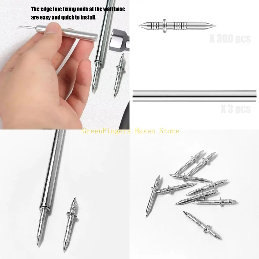 F68D 300Pcs Skirting Thread Metal None Marking Nails with Sleeve Easy to Install