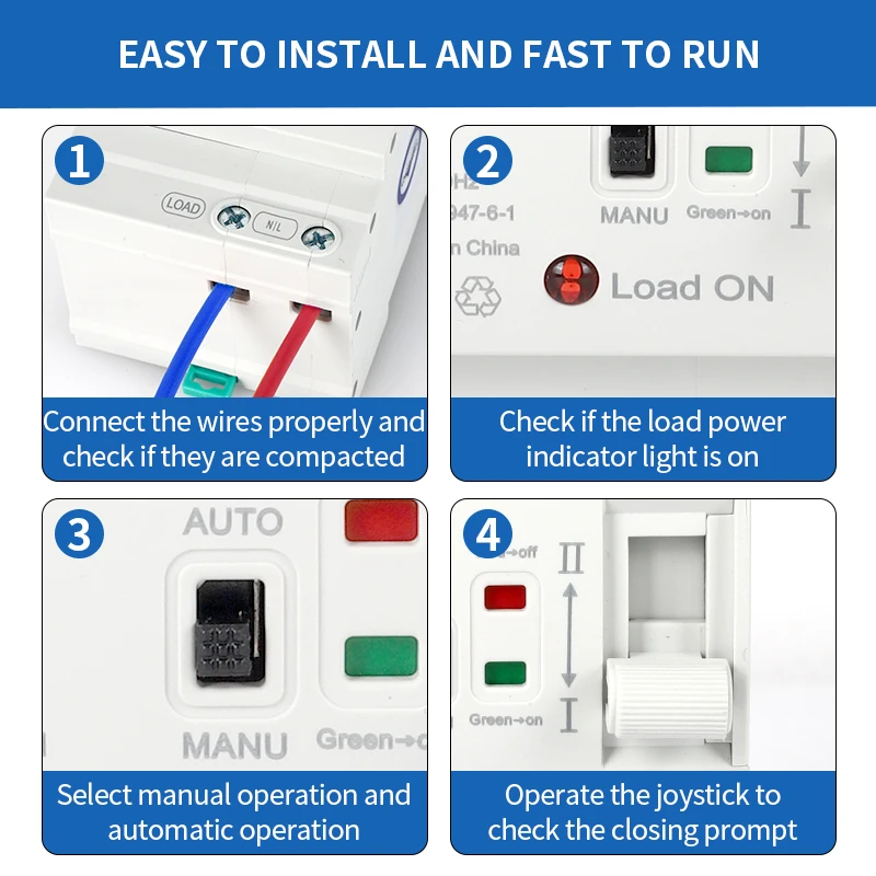 GBDQA80 Din Rail 2P 4P ATS مفتاح نقل تلقائي مزدوج الطاقة مفاتيح كهربائية محددة طاقة دون انقطاع 32A 40A 63A 80A