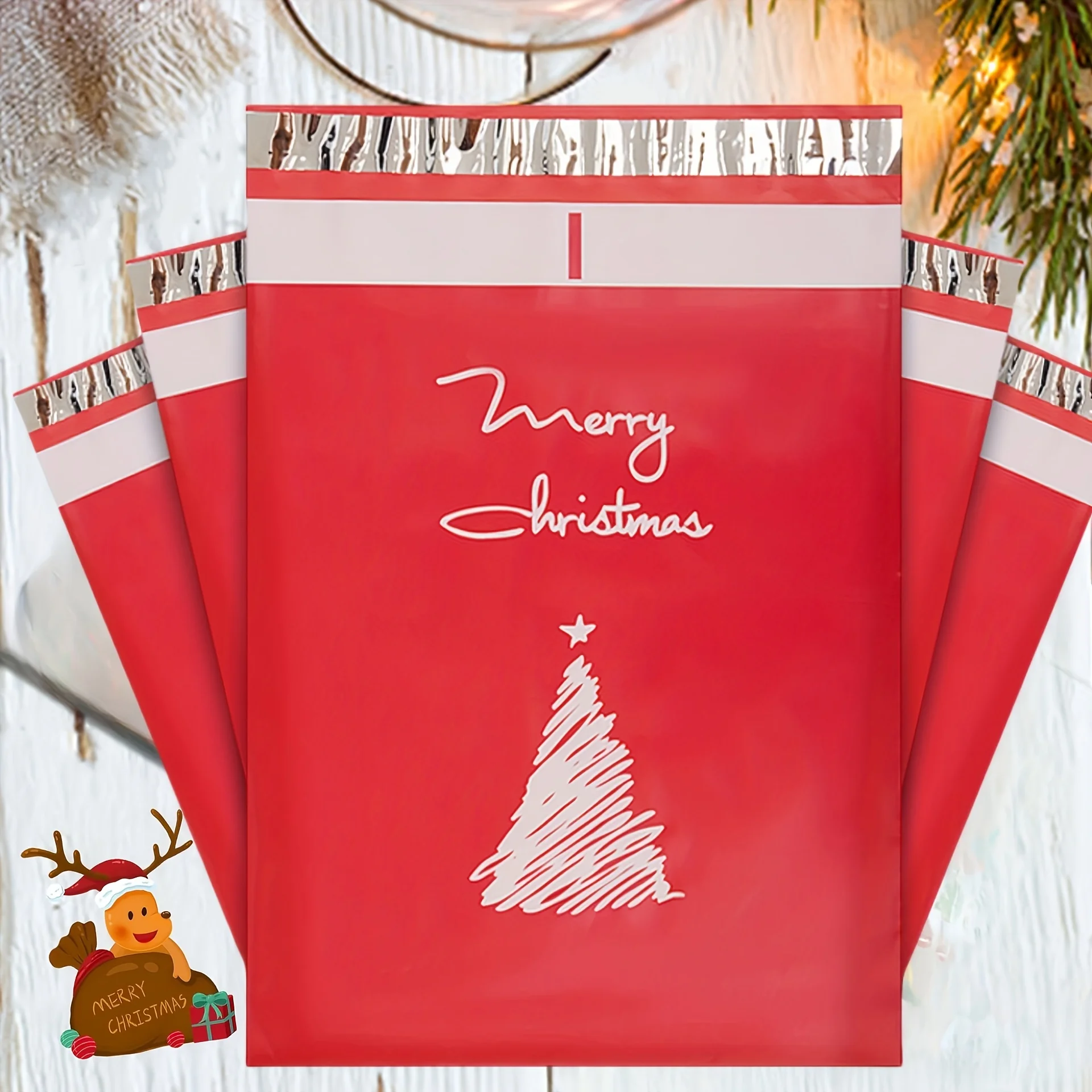 10/16Pcs Christmas Tree Poly Mailers,10×14 Inch Self‑Seal Envelopes, Durable PP Material Shipping Bags for Safe Transport & Gift