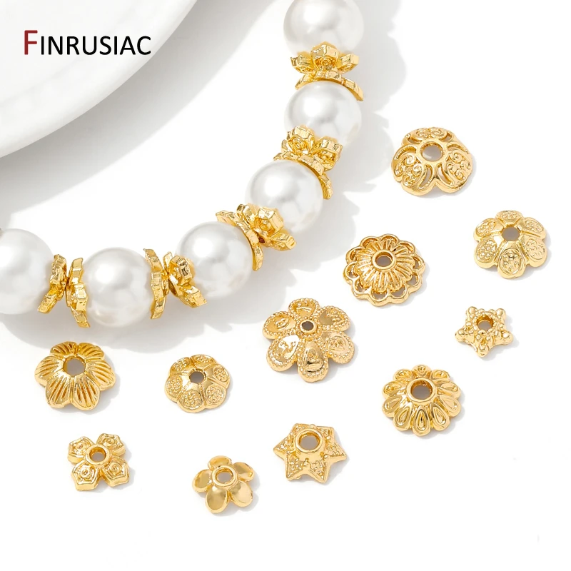 14K Gold Plated Brass Round Flower Bead Caps,End Caps For Jewelry,DIY Bracelet Necklace Making Accessories,Supplies For Jewelry view 4