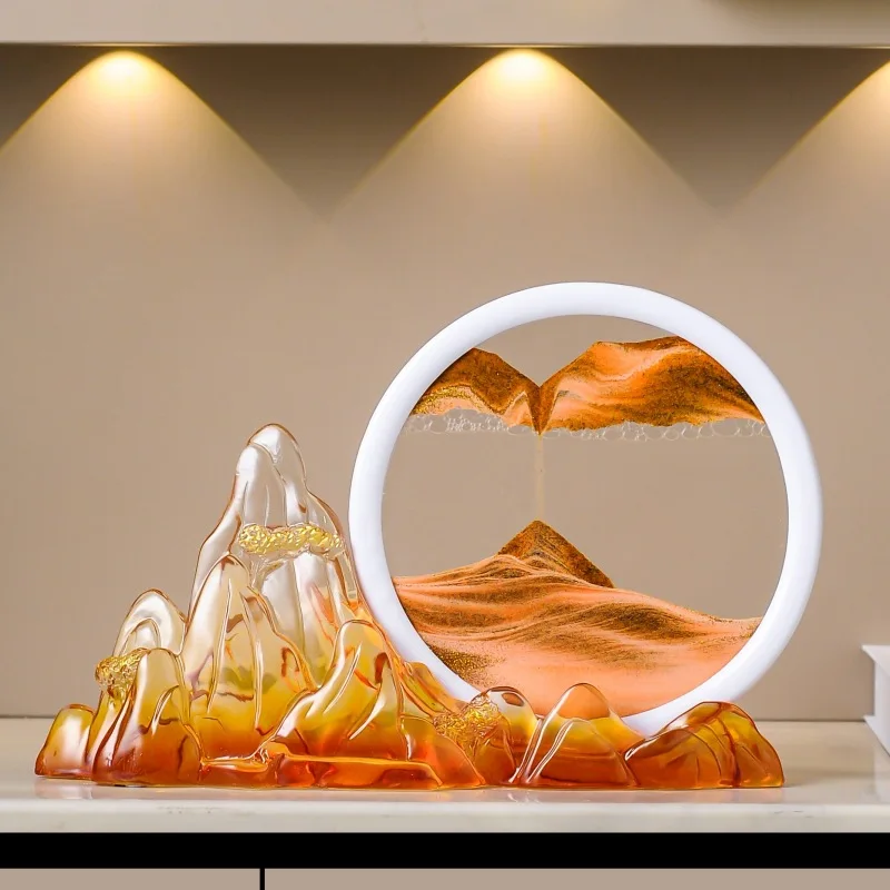 Chinese Style Moving Sand Art Rockery Modern Luxury High End Living Room Entryway TV Stand Office Live Stream Background Decor