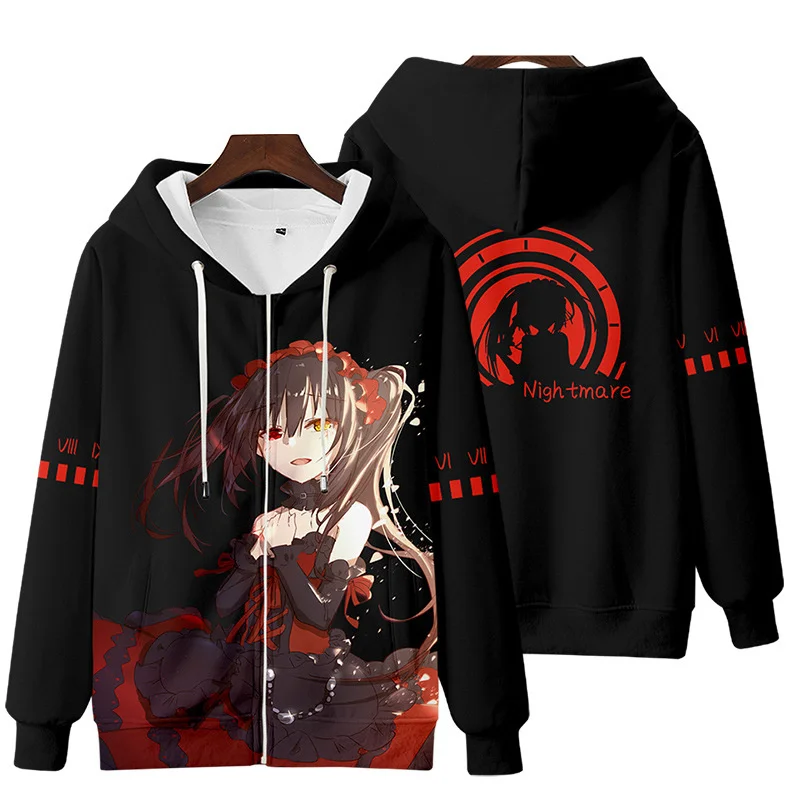 Newest Anime Date A Live Girl Tokisaki Kurumi Nightmare Women Men Hooded Sweatshirt y2k Harajuku Boys girl kids Jackets Hoodies