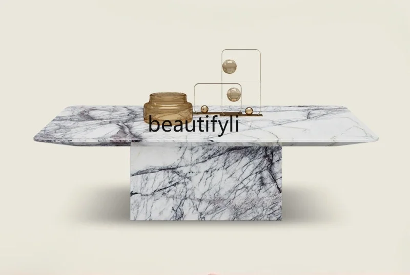 V VMild Luxury Marble Stone Endtable Living Room High-End Furniture Natural Luxury Stone Endtable TV Cabinet Unit