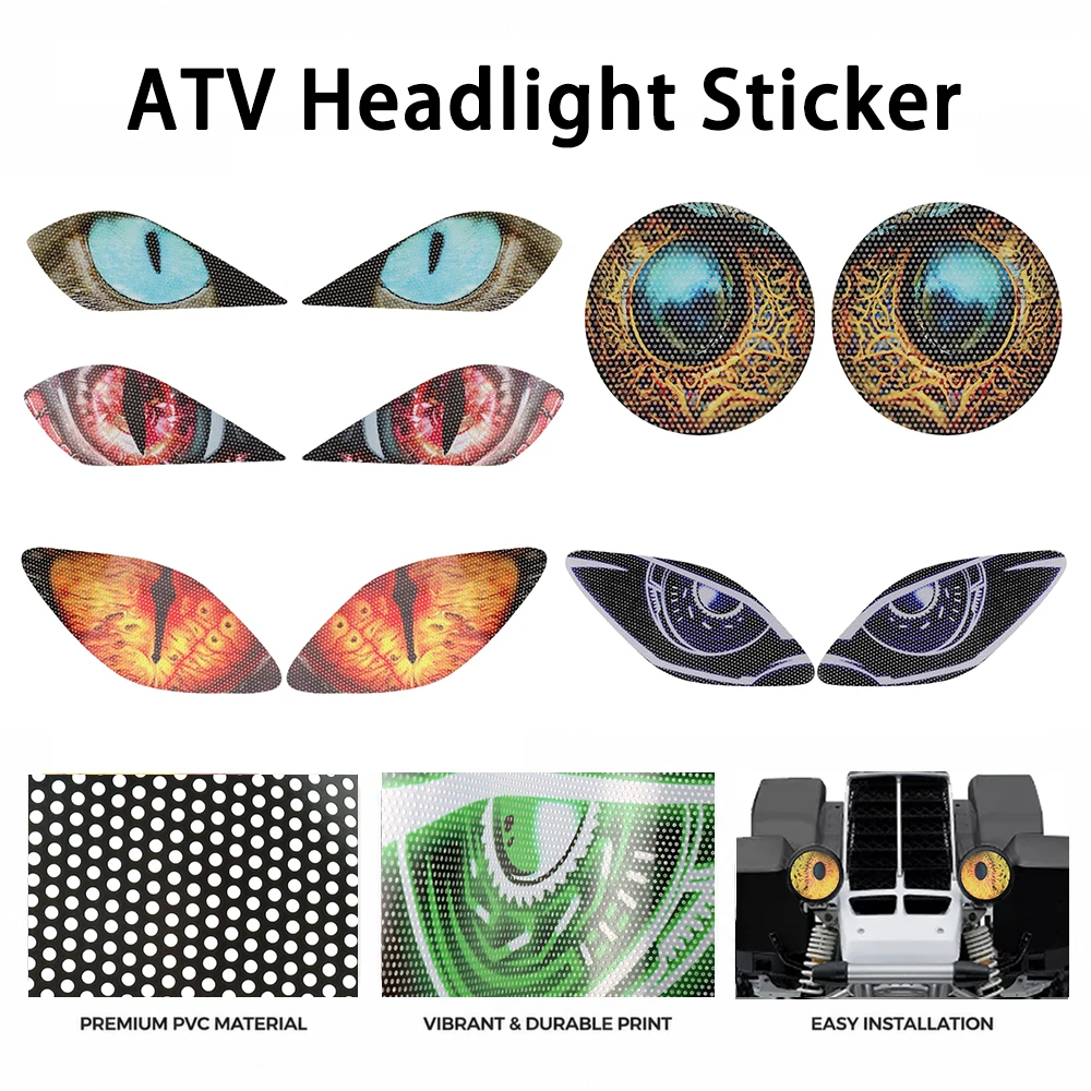 Fit For YFZ450 /R/X Raptor 250 350 660 700 Banshee Warrior Wolverine 350 450 ATV Headlight Sticker Head Light Eye Decor Decals
