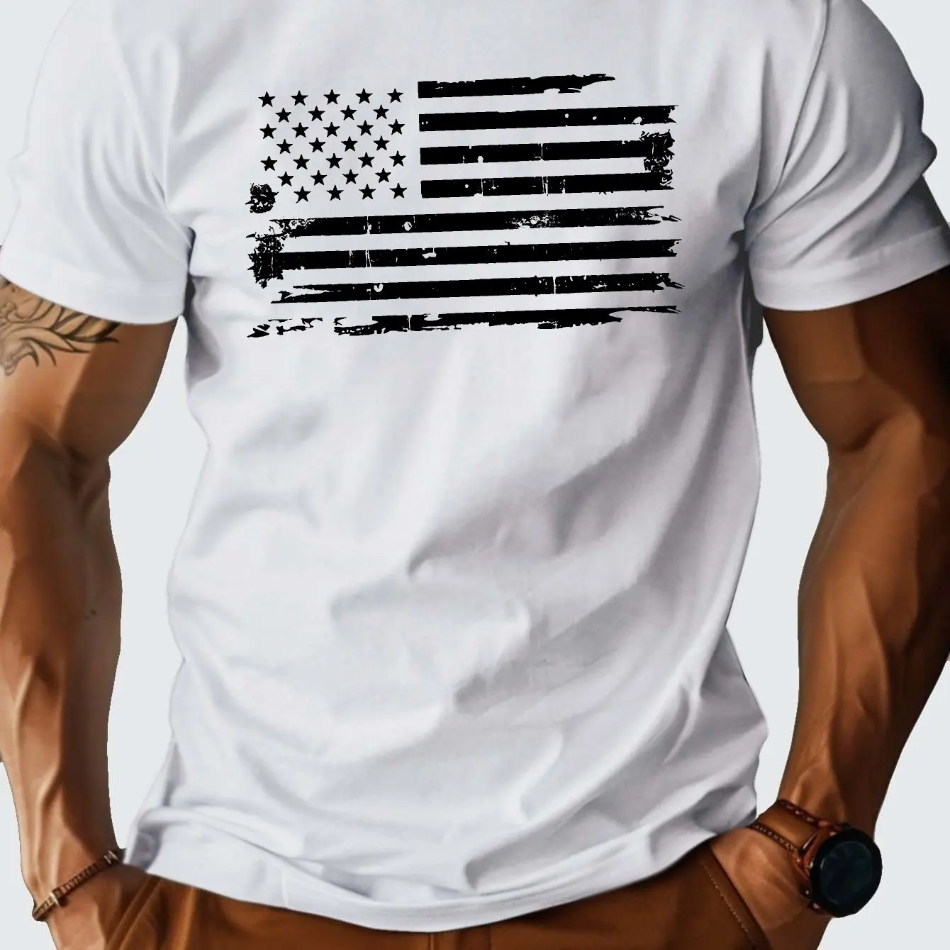 

Pure Cotton Men's Comfortable Style Printed Round-neck Loose FBI Summer T-shirt Half-sleeved Pure Cotton Shirt in Large Size