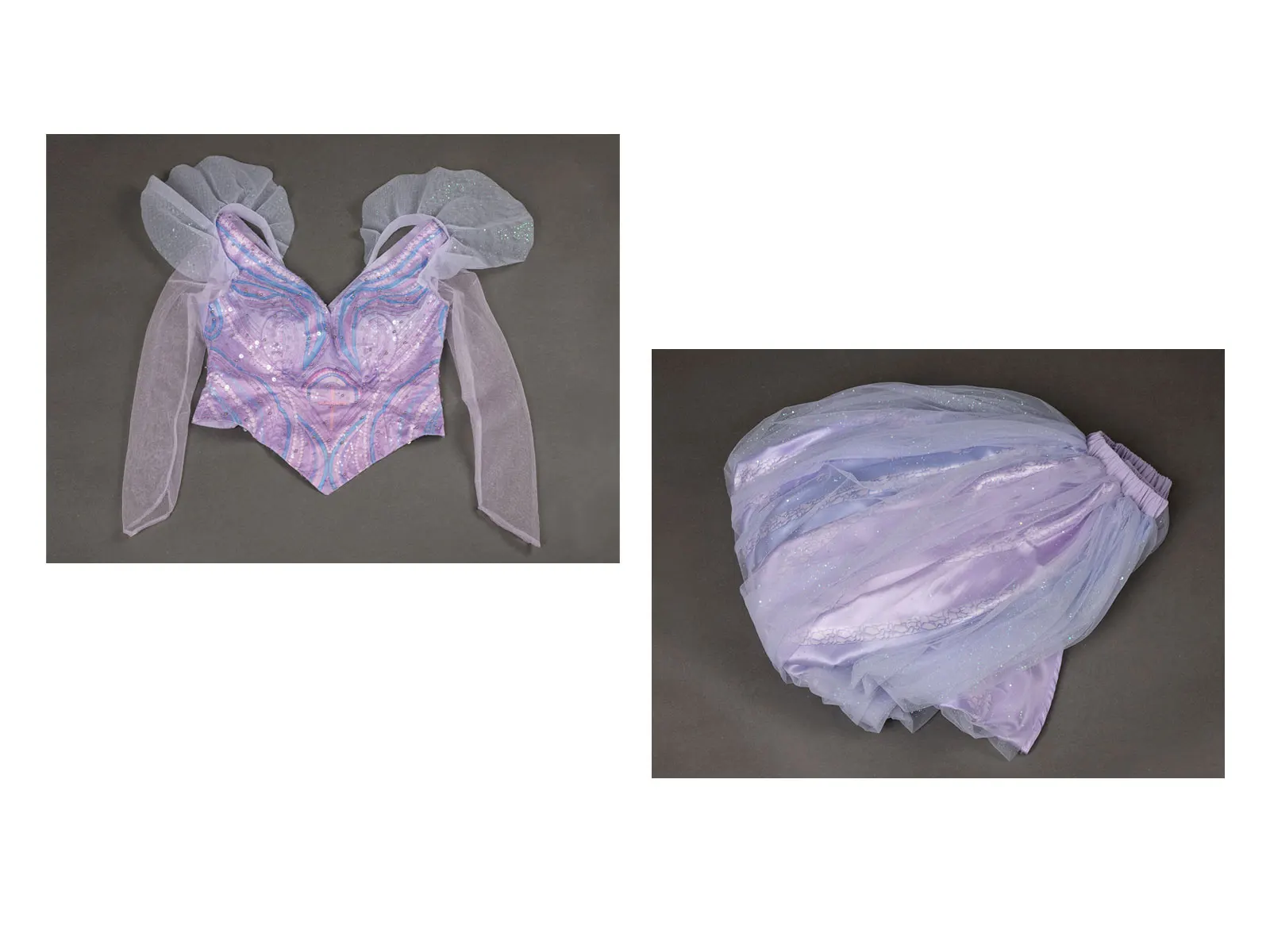 Glinda Cosplay Kostuum Paars Blauw Outfit Top en Rok voor Vrouwen Halloween Rollenspel