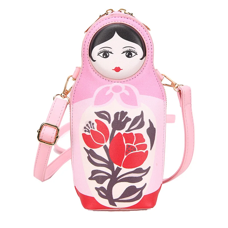 

Creative Matryoshka Print Bag Women Crossbody Bags Women New Fashion PU Leather Bag Phone&Purses Shoulder Bag