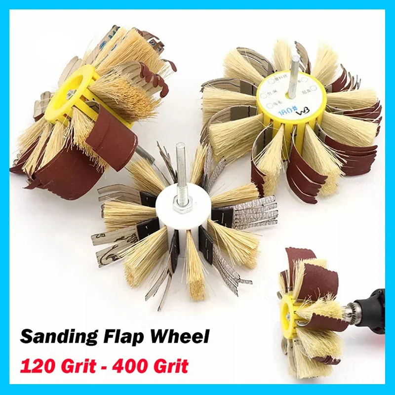 

1Pcs 120 - 400 Grit Sisal & Sandpaper Flap Wheel Polishing Sanding Disc 1/4'' Shank for Drill Wood