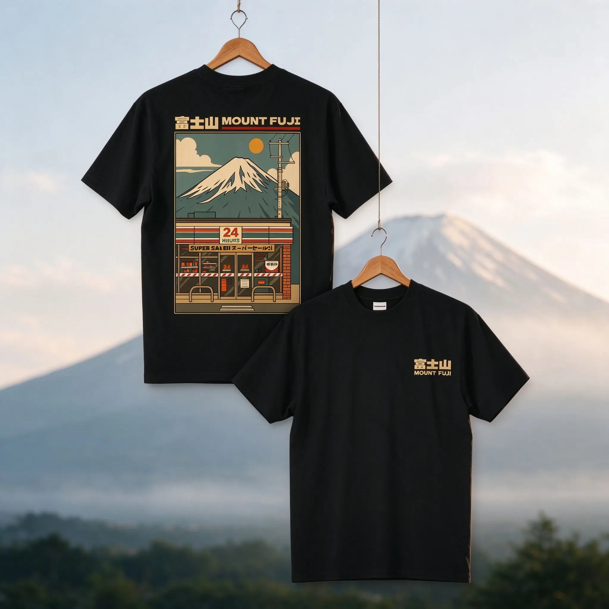 2026 Mount Fuji Japanese Convenience Graphic Tee Unisex Vintage Harajuku Streetwear Cotton T Shirt Aesthetic Japan Travel Top
