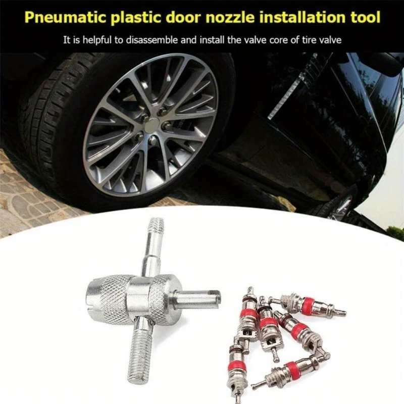 Four-piece set6Zinc alloy valve core，7Tire repair kit，Durable valve core removal tool and6A high-quality valve core，Suitable for