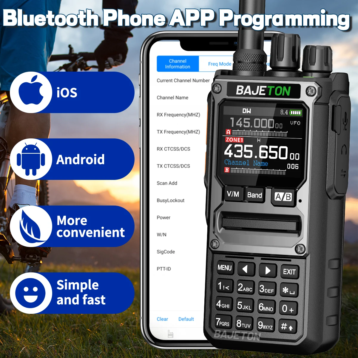 BAJETON BJ-7800 اسلكية تخاطب طويلة المدى SW MW LW AM SSB CB 10 واط تلقي سماعة لاسلكية تعمل بالبلوتوث برمجة الهاتف NOAA ل RT-920