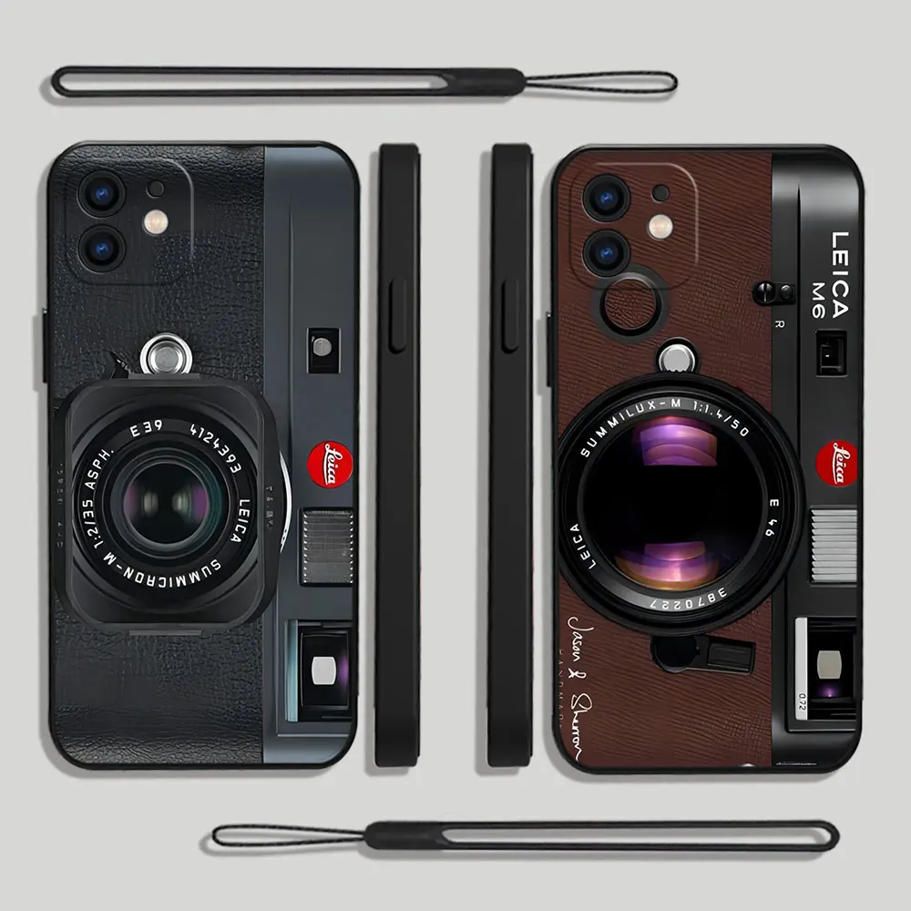 Custodia per telefono con fotocamera vintage di lusso per iPhone 15 14 13 12 11 Pro Max Mini X XR XSMAX SE 8 7 6S Plus Cover morbida in silicone liquido