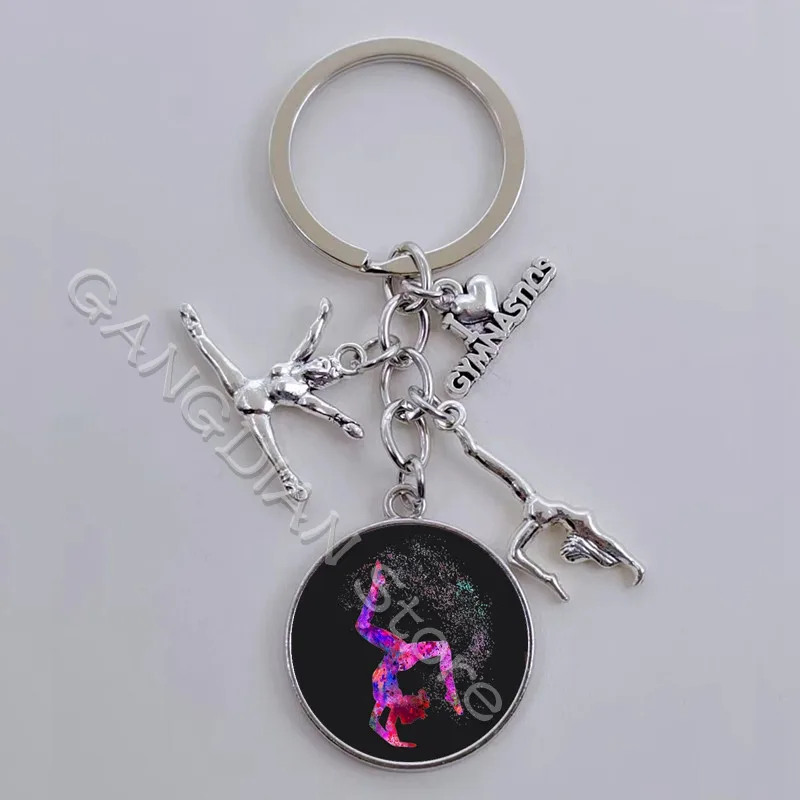 Új Ritmika Gimnasztika keychain Tornász Csiszolatlan drágakő üvegek Design keychain Medál Beadvány Adomány kawaii Gimnasztika Tánc Műgyűjtő Adomány