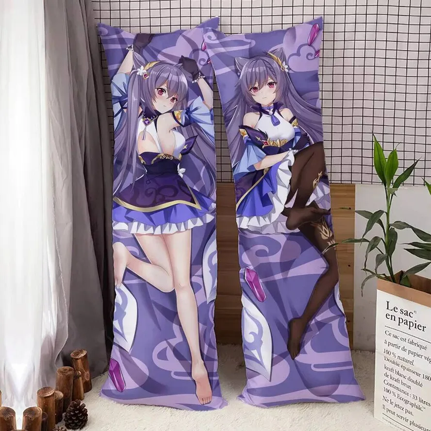 

Impact Keqing Genshin Game Hing Body Case Anime Otaku 170X60cm 2Way Tricot Throw Cushion Pillow Cover ACG Home Bedding