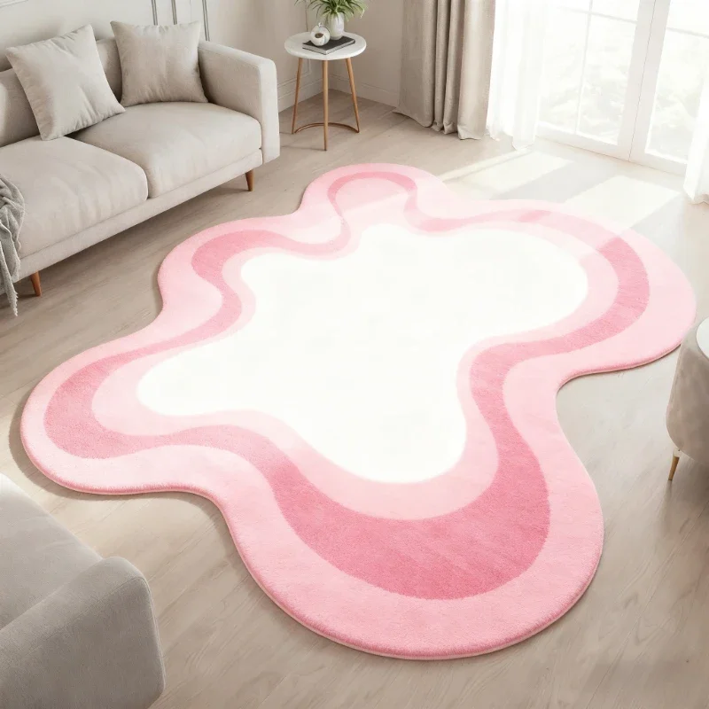 Irregular Shape Living Room Decoration Carpet Thick Plush Rugs for Bedroom Gradient Color Lounge Floor Mat Home Fluffy Soft Rug