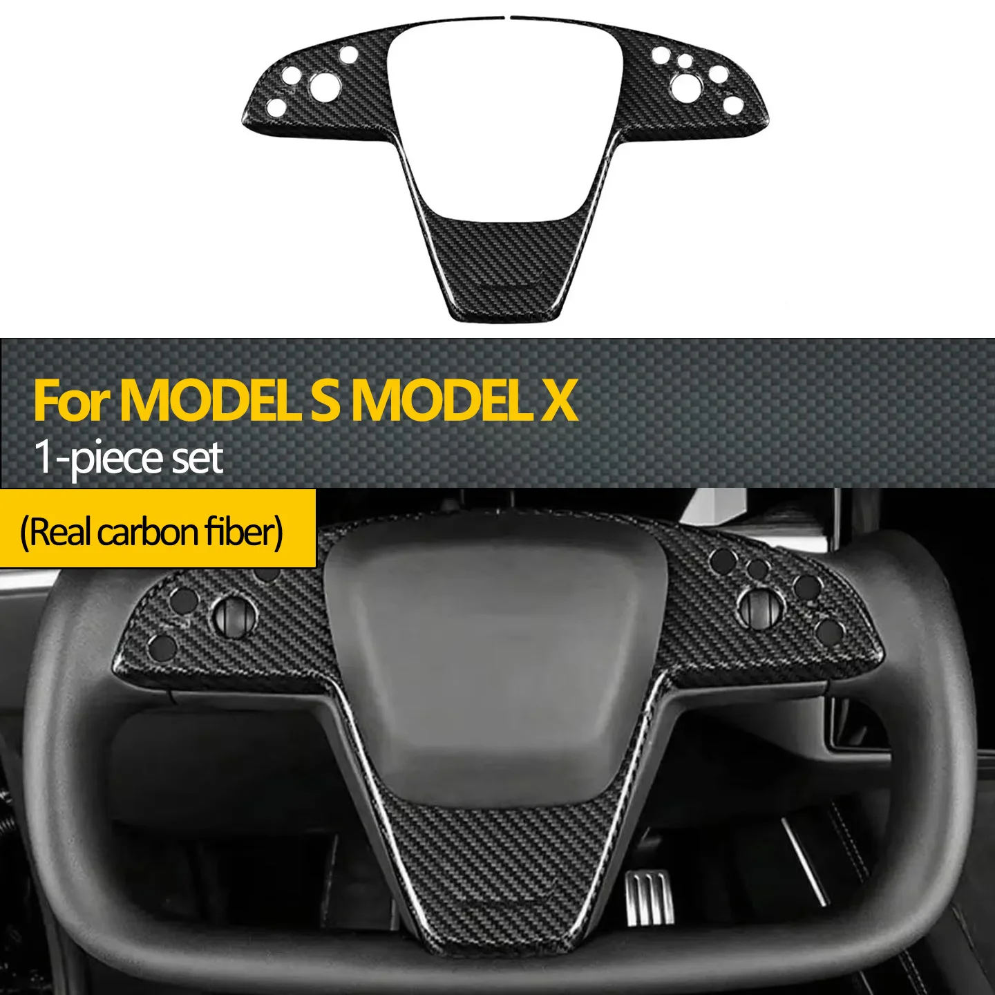 

Suitable for Tesla MODEL S MODEL X True Dry Carbon Fiber Interior Modification Steering Wheel Panel Decorative Accessories