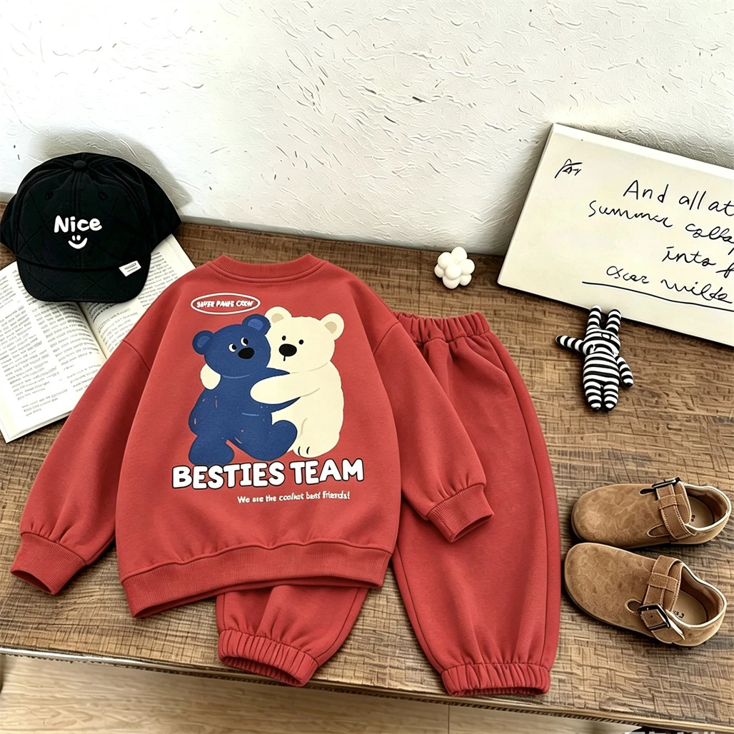 2 3 4 5 6Years Old Child Costume Printing Sweatshirt+Pants Spring Autumn Kids Long-sleeved Suits Outer Wear New Cute Hoodie Suit