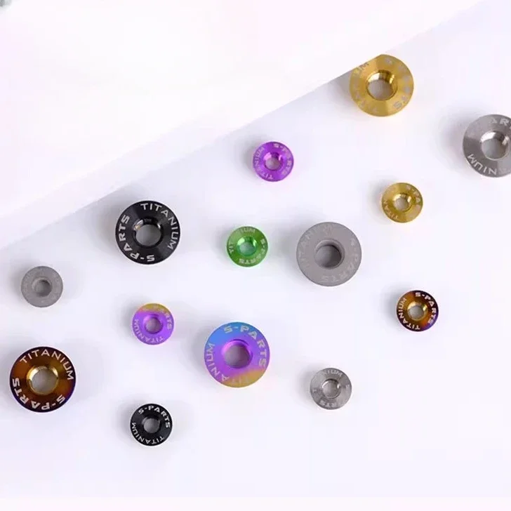 Golden Blue Grey Purple Candy Green M5 M6 M8 M10 M12 A3 Flange Screw Nut TC4 GR5 Titanium Alloy DIY Motorcycle