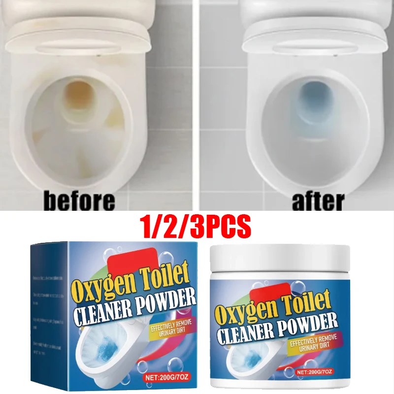 Polvo de limpieza de inodoro multifuncional de oxígeno activo, eliminador de manchas mejorado de ácido cítrico y desodorante, tubo limpiador de drenaje, 1/2/3 unidades