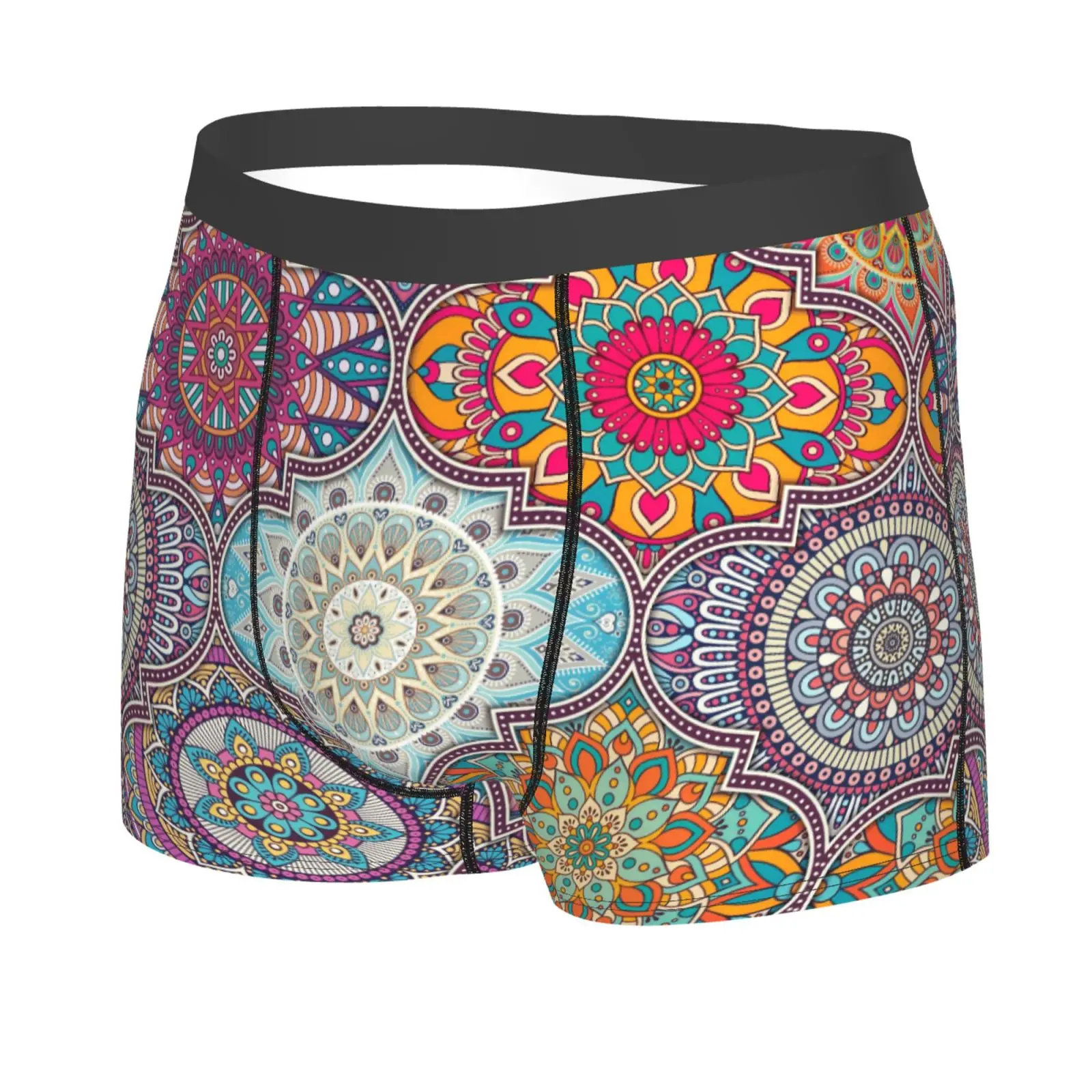 Boho Mandala Pattern Men Printed Boxer Briefs Underwear Highly Breathable Boxer Shorts Panties Breathable Underpants for Homme
