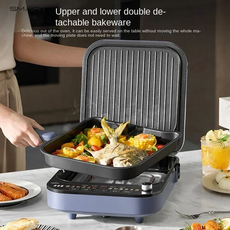 Supor Electric Pancake Pan - Multifunctional, Enlarged & Deepened, Removable & Washable, Double-Sided Heating.