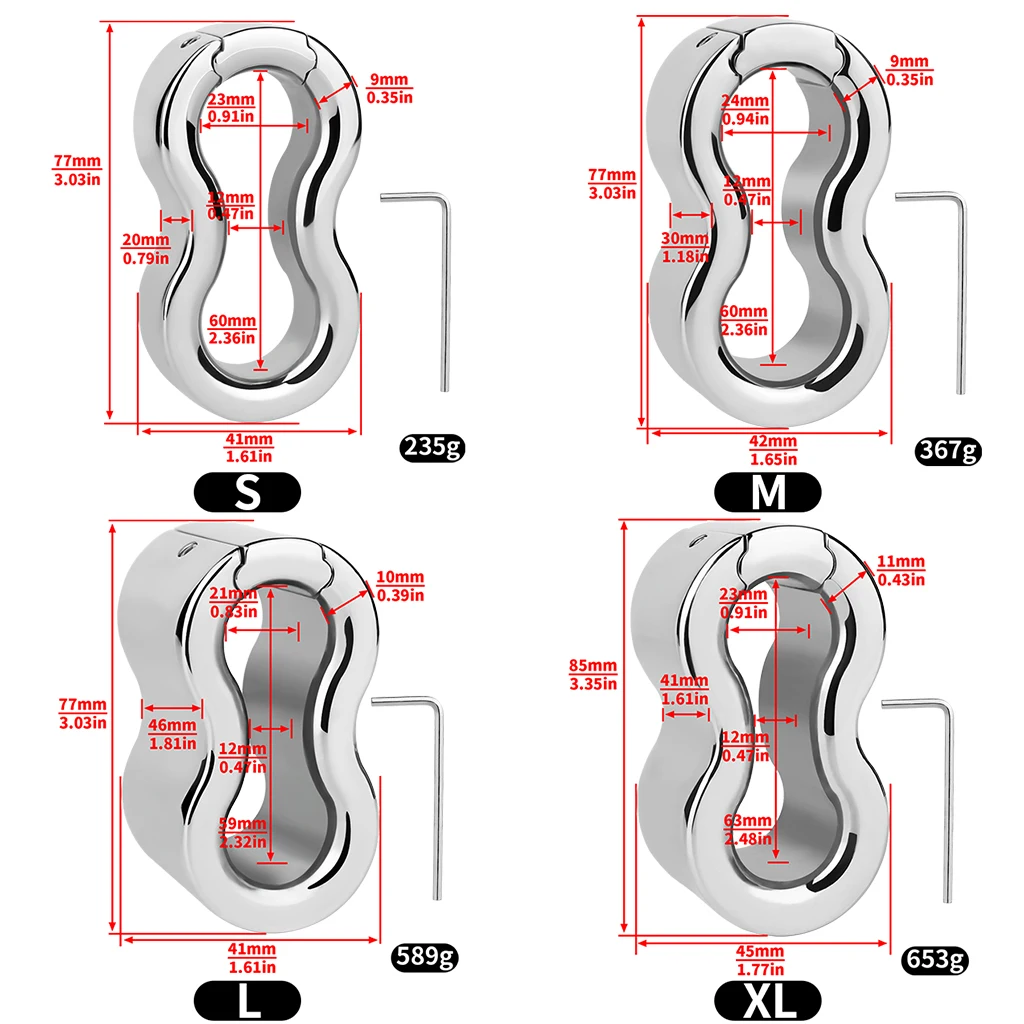 ORALSX Heavy Duty Penis Lock Bondage Cock Ring Stainless Steel Stretcher Scrotum Delay Ejaculation BDSM Sex Toy for men Adult