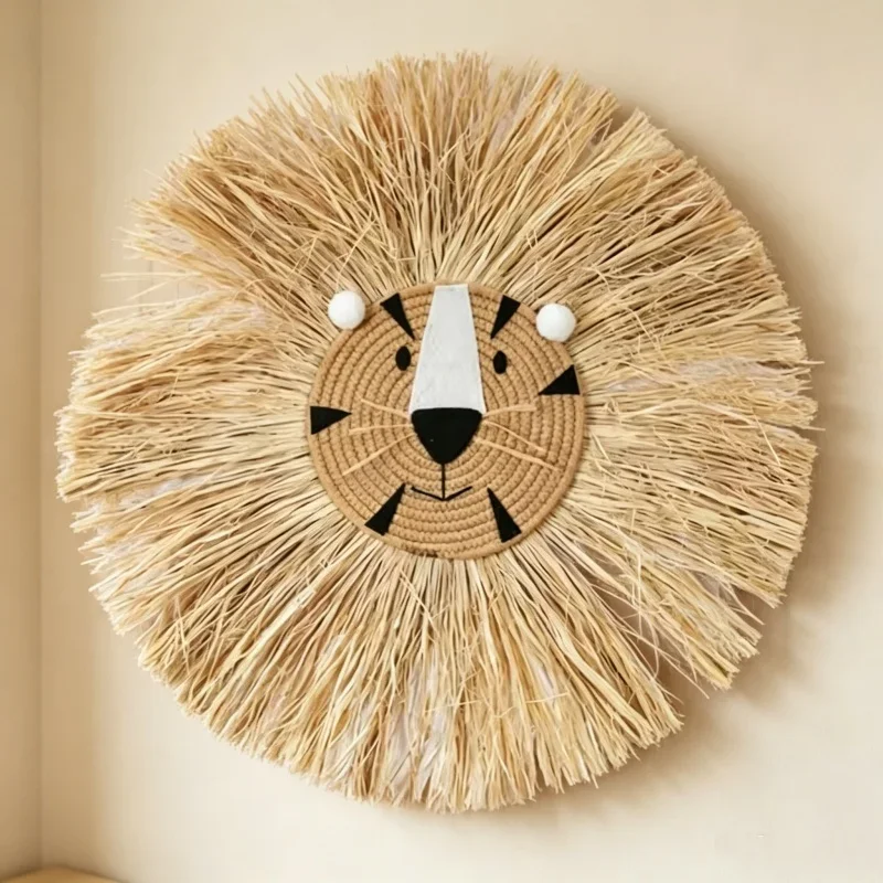 

Cute Cartoon Animal Hand Woven Wall Decor Hanging Ornaments Boys Girls Bedroom Decoration New Year Christmas Gift Craft Supplies