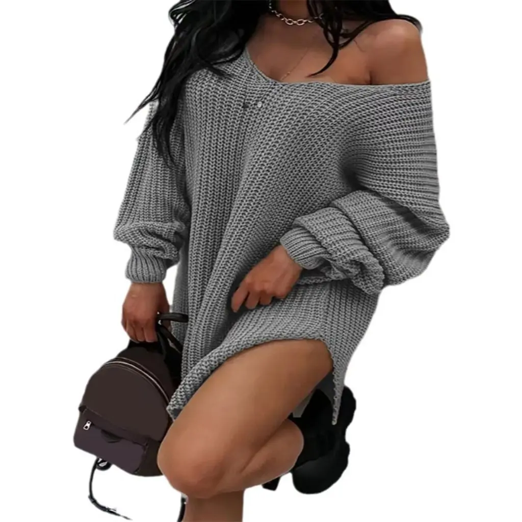 

Women's V Neck Knitwear European American Style Autumn Winter Lazy Fashion Top for Women Casual Knitted Sweater