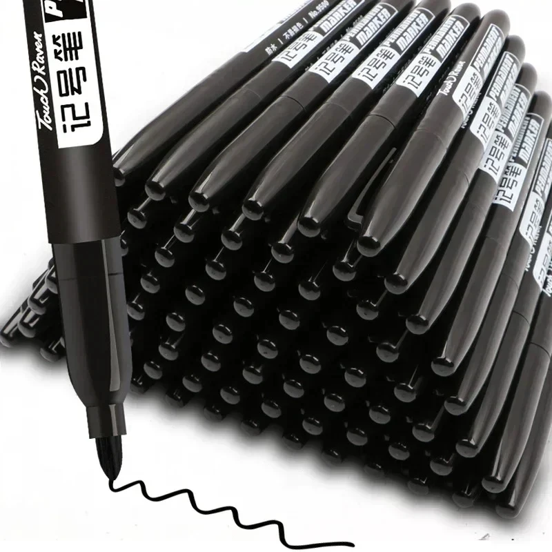 6PCs/Set PermanentMarker Pen Fine Point Waterproof Markers Thin Nib Crude Nib Black Blue Red Ink 1.5mm Fine Color Marker Pens