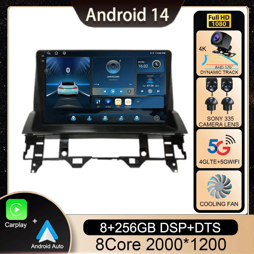 10.1 Inch Android 14 For Mazda 6 2002 - 2008 Car Radio Navigation GPS No 2din Autoradio DSP BT Multimedia Video 4G LTE NO DVD