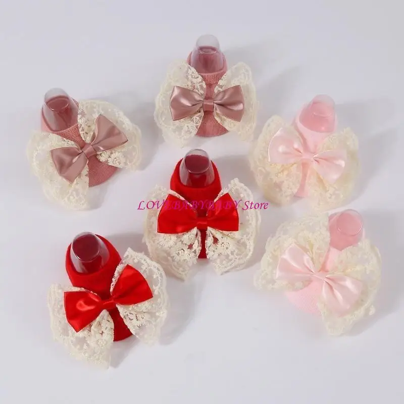 

2Pcs/Set Toddlers Hair Band & Knitted Breathable Floor Socks Baby Socks Bowknot Headband Infant Headdress Walking Socks 4XBC