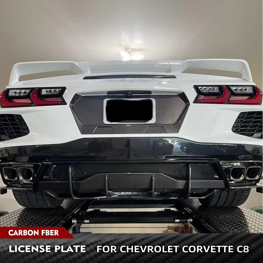 

C8 Real Carbon License Plate Frame Lid Cover Fit For Chevrolet Corvette C8 Rear License Plate Backing Covers