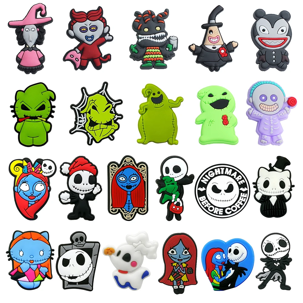 12-25 Stück Cartoon Schuh Charms Film Nightmare Before Christmas Schuhe Zubehör Dekoration Schädel Jack Shaped Clog Sandale Schnalle – Detail 8