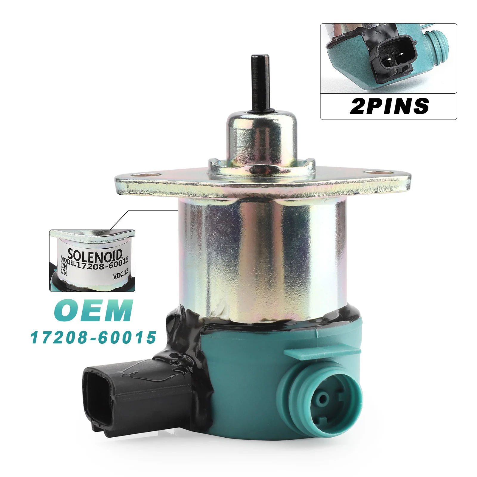 For Kubota D1005 D1105, D905  Shut Off solenoid 17208-60015 17208-60016 17208-60017 17208-60010 12V Stop Solenoid Fuel shutdown