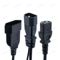 Y Splliter Power Cord IEC320 C14 Plug 3-Prong Male Power Cable Cord AC Power Adapter to C13+ CEE7/16 2Pin Female Socket