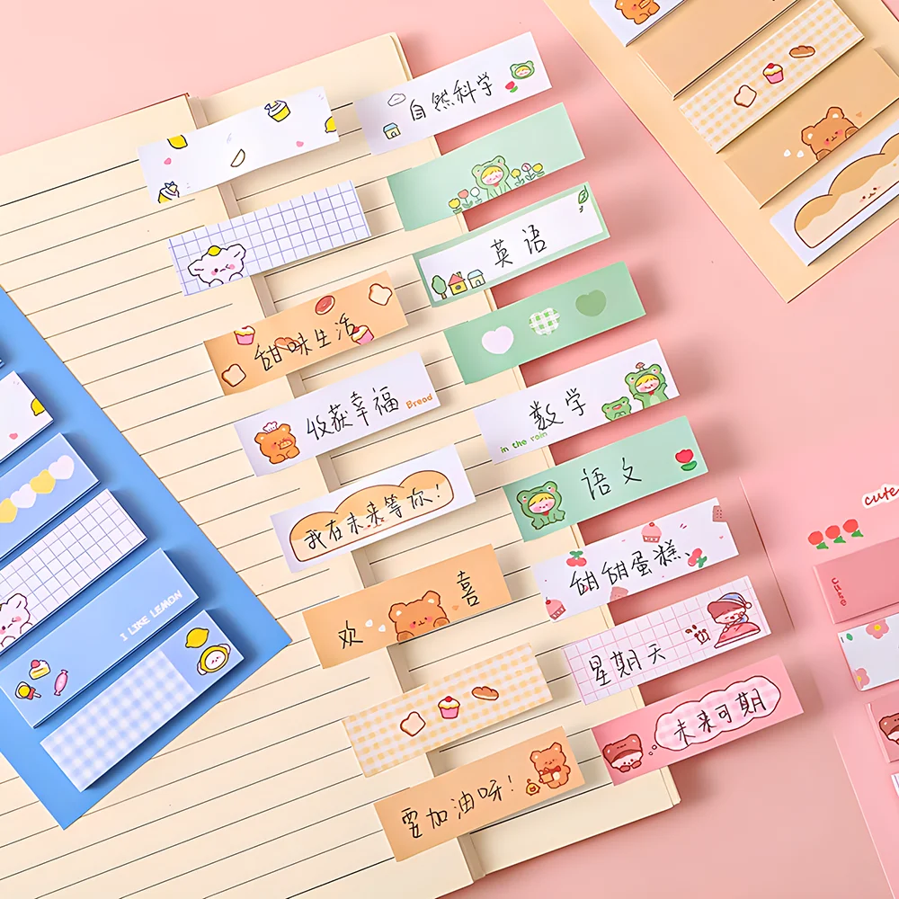 Japanese Cute Index Tabs Sticky Notes Memo Pad Post Notepads Scrapbooking Stationery Bookmarks Book Markers Stickers Annotation