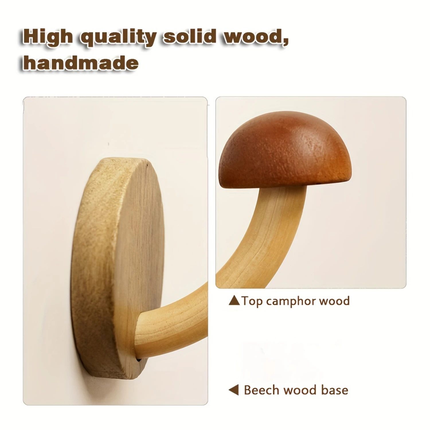 컬러 버섯 접착제 세트 - 내구성이 뛰어난 원목, 천공되지 않음, 강력한 접착 뒷면, 생생한 마감 - 12월에 딱 맞습니다.