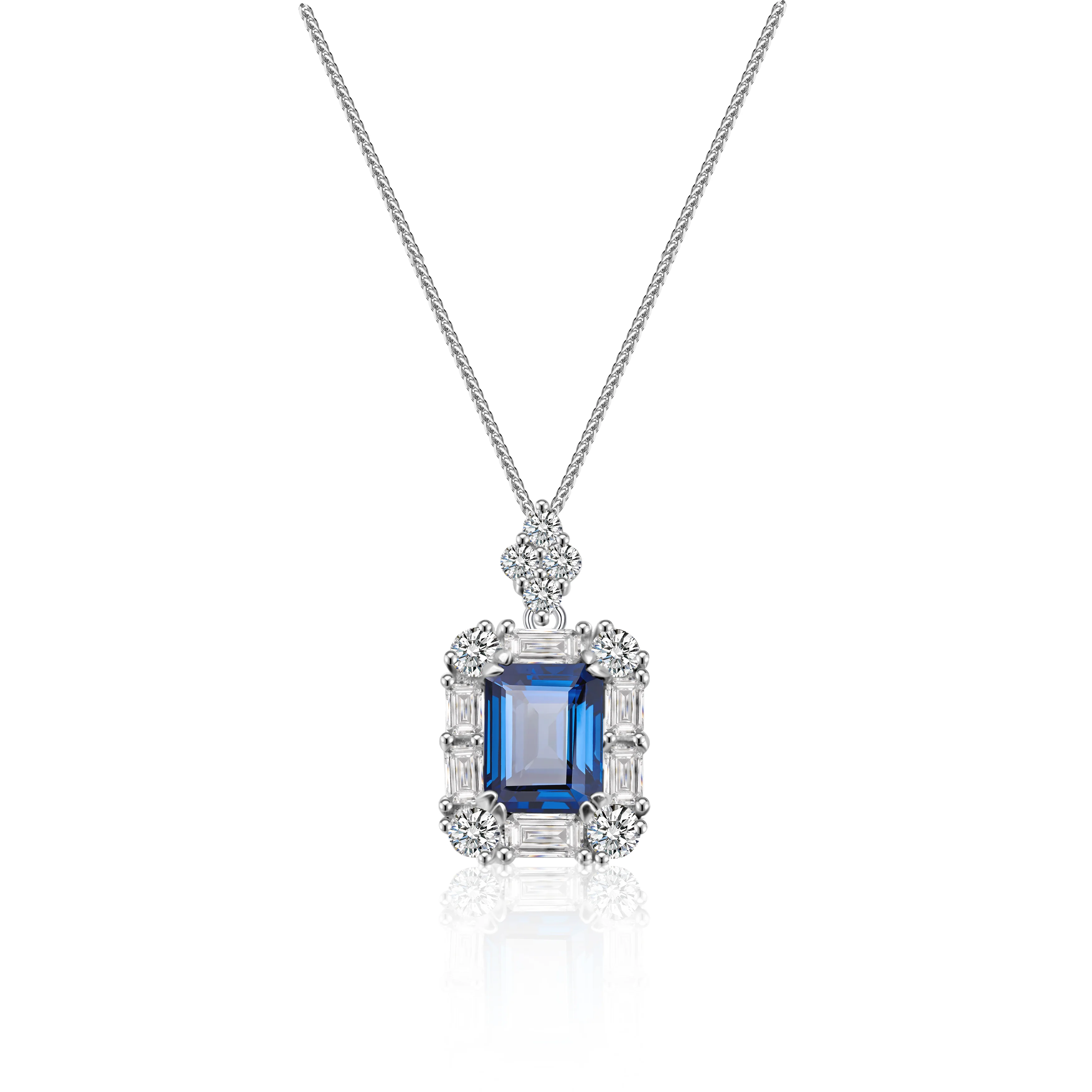 

Delzzad Moissanite Twinkle Star Rectangular Necklace 100% Sterling Silver S925 Ladies Temperament Wedding Party Jewelry Gifts