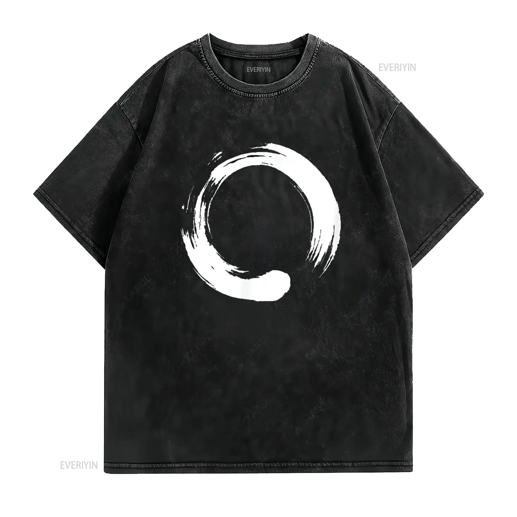 Enso Zen circle symbol Buddhism Buddha meditation Yoga T Shirt vintage Washed designer clothes Versatile graphic Stylish