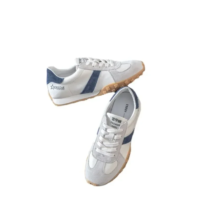 Chaussures de sport plates à lacets pour femmes, chaussures en cuir souple, confortables, respirantes, décontractées, non ald, chaussures de course, nouveau, coréen, 2024