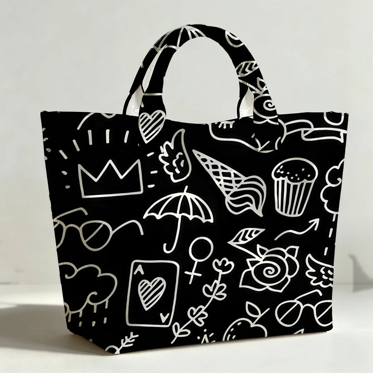 Black Toy Dream PVC Tote Bag Waterproof Transparent Jelly Bag Beach Bag Tote Pouch Bow Handbags Storage Bag