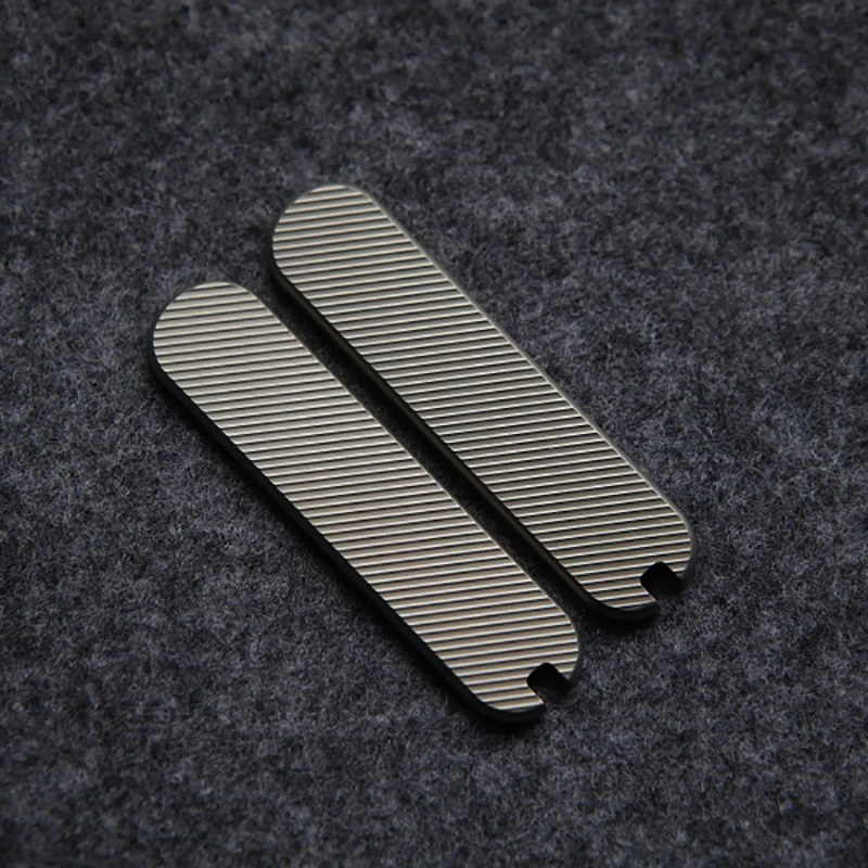 5 Lines Stria Patterns Titanium Alloy Knife Handle Patches for 58MM Victorinox Swiss Army Knives Scales Grip Roasted Blue Twill