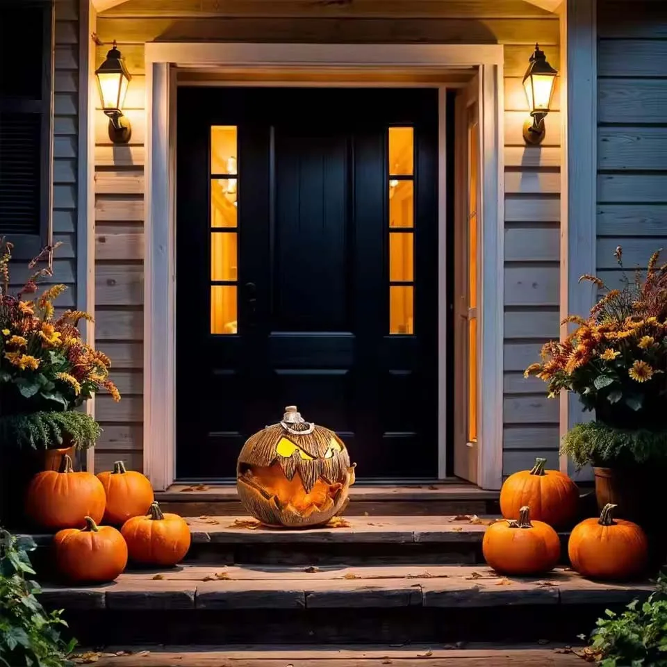 Halloween Thrilling Pumpkin Decoration Sound Lifting Pumpkins Head Light Halloween Decoration Haunted House Props Party Supplies