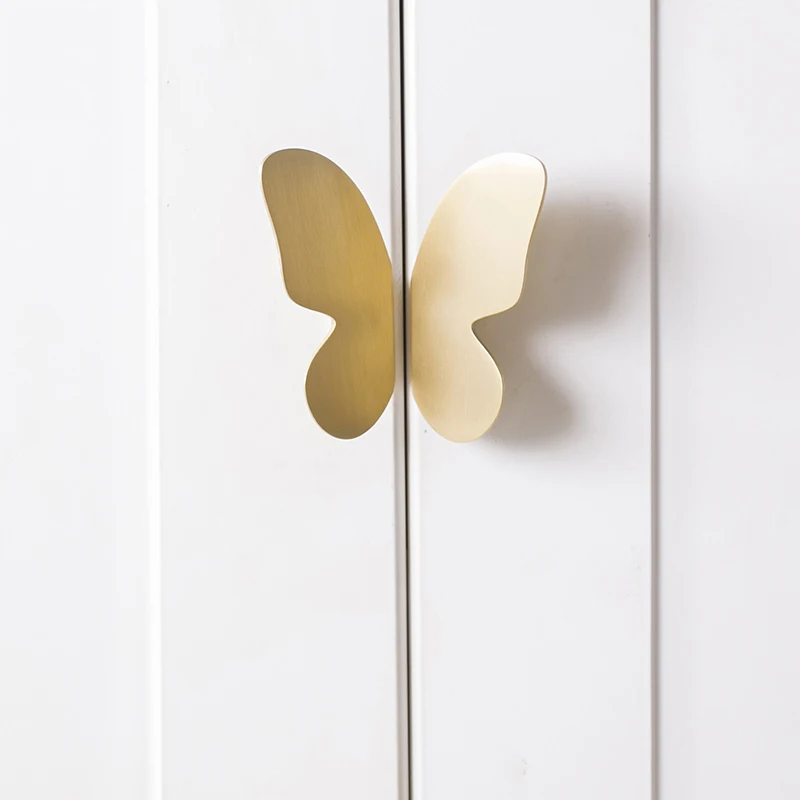 Pink/ White/ Black/ Gold Solid Brass Butterfly Knobs Cupboard Pulls Kitchen Cabinet Drawer Handles Furniture Decor Hardware